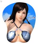  3d black_hair breast_mousepad breasts dead_or_alive dead_or_alive_5 kokoro_(doa) large_breasts looking_at_viewer mousepad official_art swimsuit tecmo 