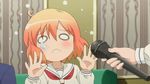  animated animated_gif kotoura-san kotoura_haruka lowres microphone o_o orange_hair school_uniform serafuku tears 