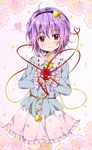  hairband heart highres komeiji_satori motiking purple_hair red_eyes short_hair smile solo third_eye touhou 