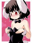  animal_ears areola_slip areolae black_hair blush bunny_ears bunny_girl bunny_tail bunnysuit detached_collar flat_chest haruna_mao inaba_tewi md5_mismatch nose_blush oversized_breast_cup red_eyes revision solo tail touhou wrist_cuffs 