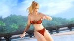  3d beach bikini blonde_hair breasts dead_or_alive dead_or_alive_5 large_breasts midriff ocean official_art ponytail sarah_bryant swimsuit tecmo virtua_fighter wallpaper 