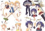  &gt;_&lt; =_= ahoge alternate_hairstyle bag bandages bandaid barefoot bikini_top black_hair black_legwear blindfold blonde_hair blue_eyes blue_hair blush bow broom chopsticks chuunibyou_demo_koi_ga_shitai! closed_eyes dekomori_sanae double_bun eyepatch food frilled_skirt frills fruit garters green_eyes grin hair_bow hair_ornament hair_weapon hairclip highres hpflower long_hair looking_at_viewer milk multiple_girls navel no_shoes open_mouth plaid plaid_skirt ribbon rope school_uniform side_ponytail simple_background skirt smile sweat sweater_vest swimsuit takanashi_rikka tears thighhighs twintails upper_body very_long_hair water watermelon white_background zettai_ryouiki 