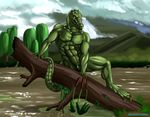  abelard abs balls biceps claws flaccid green_skin male muscles nude pecs penis pose reptile scales scalie sheath sitting solo toe_claws toned vein water yellow_eyes 