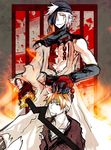  bleach bleach:_hell_chapter blood chains fire kamome_(momeso) kokutou_(bleach) kurosaki_ichigo orange_hair scar sword weapon white_hair 