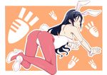  all_fours animal_ears aragaki_ayase ass bad_id bad_pixiv_id black_hair brown_eyes bunny_ears bunny_tail bunnysuit detached_collar flat_chest high_heels kanna_kanaki long_hair long_legs nipple_slip nipples ore_no_imouto_ga_konna_ni_kawaii_wake_ga_nai pantyhose solo tail wrist_cuffs 