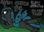  &lt;3 changeling english_text equine female feral friendship_is_magic green_eyes green_hair hair holes looking_at_viewer mammal morrisoran my_little_pony pokehidden queen_chrysalis_(mlp) solo text wings 