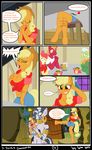 amber_eyes anthro anthrofied apple_bloom_(mlp) applejack_(mlp) armlet big_breasts big_macintosh_(mlp) black_nipples black_skin blonde_hair blush bow bracelet breasts brown_hair cleavage clothed clothing comic cowboy_hat cutie_mark dialog doll ear_piercing el-loko english_text equine eyes_closed female freckles friendship_is_magic granny_smith_(mlp) green_skin hair hat hooves horse inside jewelry long_hair male mammal my_little_pony navel necklace nipples open_mouth orange_skin piercing pony red_hair red_skin shorts sibling sisters sitting table text voodoo white_hair white_skin yellow_skin zebra zecora_(mlp) 