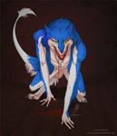  all_fours amber_eyes blood blue blue_fur chest_tuft claws fur invalid_tag looking_at_viewer male murrkus nude sergal snarling solo teeth tongue tuft vagabondbastard 