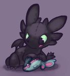  crossover cute dragon feral finneon fish green_eyes how_to_train_your_dragon male marine night_fury nintendo plushie pok&#233;mon purple_scales scalie solo tongue toothless toy video_games wings 