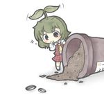  ascot bad_id bad_pixiv_id chibi flower green_hair kazami_yuuka leaf long_sleeves looking_at_viewer minigirl plaid plant pot red_eyes seed short_hair solo sparkle sprout sprout_on_head touhou yuasan 