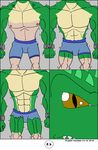  abs anthro biceps comic crocodile green_skin human male mammal maxime-jeanne muscles pecs pose reptile scalie solo standing transformation 