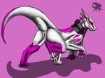  akira akira_(dragon) anus blush butt dragon female feral heat horn in_heat paws pink pink_background plain_background presenting presenting_hindquarters purple_eyes purple_markings pussy raised_tail scalie scarf shy solo white white_body wyldfire wyldfire7 