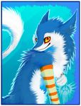  amber_eyes ambiguous_gender arm_warmers blue blue_fur blue_theme cute fluffy fur invalid_tag looking_at_viewer murrkus sergal smile solo zedzar 