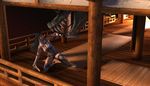  1girl 3d capcom cosplay dino_crisis dinosaur highres hiro3787 indoors original torn_clothes 