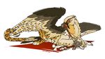  beak bearded_vulture bird bone dead death eating feather feathers feline fystilago gore grave_gryphon gryphon hybrid jaguar looking_at_viewer lying mammal rosettes sefeiren skull spots teeth wings yellow_eyes 