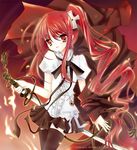  alastor_(shakugan_no_shana) fire jewelry katana long_hair pendant red_hair ribbon shakugan_no_shana shana skirt sword thighhighs weapon xephonia 