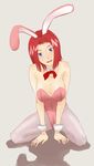  animal_ears blue_eyes breasts bunny_ears bunnysuit code_geass hachimitsuboi kallen_stadtfeld large_breasts leotard pantyhose pink_hair pink_leotard short_hair solo 