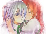  bad_id bad_pixiv_id blue_eyes braid hong_meiling hug izayoi_sakuya long_hair multiple_girls one_eye_closed red_hair short_hair silver_hair toraneko touhou 