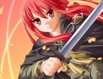  alastor_(shakugan_no_shana) cape jewelry long_hair non-web_source pendant red_eyes red_hair school_uniform shakugan_no_shana shana sword weapon 