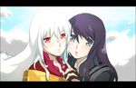 ar_tonelico ar_tonelico_ii bad_id bad_pixiv_id blue_eyes blush duke_pantarei holding_hands letterboxed long_hair male_focus multiple_boys otoko_no_ko parody red_eyes shouga silver_hair tales_of_(series) tales_of_vesperia yuri_lowell 