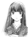  bad_id bad_pixiv_id bangs blunt_bangs enma_ai greyscale highres hime_cut himenogi_apo japanese_clothes jigoku_shoujo kimono long_hair monochrome sketch solo traditional_media 