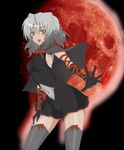  bell_zephyr moon night_wizard red_moon ribbon silver_hair socks solo thighhighs webslinger 