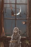 book copyright_request highres kyan-dog long_hair monster moon night reading solo window 