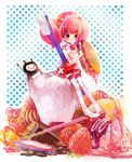  bad_id bad_pixiv_id chocolate cookie copyright_request eating food food_themed_clothes fruit hat heart high_heels in_food minigirl orange pink_hair shimeko shoes strawberry teeth toothbrush twintails 