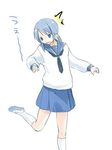  bad_id bad_pixiv_id blue_eyes blue_hair chewing_gum gum_on_shoe original school_uniform serafuku solo usashiro_mani 