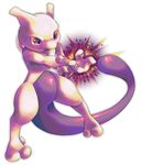  full_body gen_1_pokemon hinekure holding_arm mewtwo no_humans outstretched_arm pokemon pokemon_(creature) purple_eyes simple_background solo standing white_background 