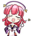  artist_request chibi cross happy la_pucelle lowres pantyhose pink_hair prier smile solo star 