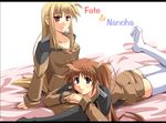  bed black_legwear blonde_hair character_name fate_testarossa lap_pillow long_hair lyrical_nanoha mahou_shoujo_lyrical_nanoha_strikers military military_uniform multiple_girls no_shoes pantyhose pencil_skirt ponytail red_hair shin'ya_(nanp) side_ponytail skirt takamachi_nanoha thighhighs tsab_ground_military_uniform uniform very_long_hair white_legwear zettai_ryouiki 