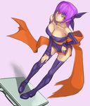  ayane_(doa) bad_id bad_pixiv_id bare_shoulders boots breasts cleavage dead_or_alive detached_sleeves hands headband ibanen large_breasts legs pink_hair purple_footwear short_hair solo thighhighs 