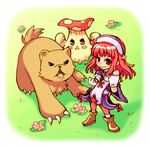  artist_request bear bear_(la_pucelle) eringya_(marl_kingdom) green_background la_pucelle lowres marl_kingdom mushroom pantyhose prier 