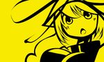  chibi high_contrast kasuteru monochrome solo touhou yakumo_yukari yellow 