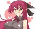  aonagi_hayate breasts copyright_request large_breasts long_hair red_eyes red_hair ribbon solo 