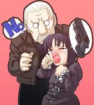  1girl bad_end batou chiba_toshirou child closed_eyes crying cyberpunk cyborg ghost_in_the_shell gun handgun jacket jpeg_artifacts kusanagi_motoko non-web_source parody pistol science_fiction spoilers sweatdrop tantrum tears weapon younger 