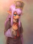  clenched_hand elf elvaan final_fantasy final_fantasy_xi hat long_hair pointy_ears prishe purple_hair sankuma solo tears 