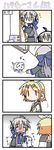  4koma =_= ahoge biting blush chibi comic dog hamo_(dog) kagamine_rin long_hair minami_(colorful_palette) multiple_girls sweatdrop tears translated trembling vocaloid voyakiloid yowane_haku |_| 