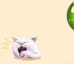  cat cathead fangs lucky_star no_humans nyamou realistic solo surfroach yawning 