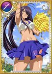  blue_eyes blush cheerleader ikkitousen kan&#039;u_unchou kan'u_unchou long_hair miniskirt official_art purple_hair skirt zodiac 