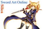  animal_ears blonde_hair cat_ears dc5 red_eyes short_hair short_twintails silica silica_(sao-alo) sword sword_art_online thighhighs twintails weapon 