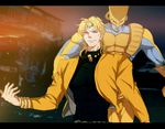  bad_id bad_pixiv_id blonde_hair dio_brando headband heart jacket jojo_no_kimyou_na_bouken multiple_boys red_eyes stand_(jojo) stardust_crusaders the_world willow_sage0000 yellow_jacket 