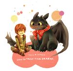  bow claws dragon feral forked_tongue grey_scales hiccup_(httyd) how_to_train_your_dragon human male mammal night_fury one_eye_closed scalie sitting smile tongue tongue_out toothless wings wink yellow_sclera 