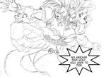  big big_breasts black_and_white breasts cerberus conjoined duo female head minerva minerva_(spinnerette) monochrome monster multi multi_head muscles muscular_female spinnerette 