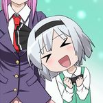  &gt;_&lt; :d animated animated_gif blush chibi closed_eyes evandragon happy height_difference konpaku_youmu kotoura-san multiple_girls open_mouth parody reisen_udongein_inaba rubbing smile sonna_koto_ura_no_mata_urabanashi_desho? touhou xd 