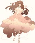  braid bridal_gauntlets brown_eyes brown_hair dress earrings fate/zero fate_(series) french_braid grainne half_updo jewelry long_hair red_string sandals solo string tsumi_guilty 