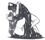  anthro blush canine cat clothing crossdressing dancing dress duo fancy-fancy feline fox gay hair heels long_hair male mammal tuxedo 