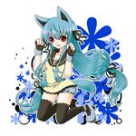  aji_paba animal_ears bad_id bad_pixiv_id blue_hair gen_4_pokemon long_hair lucario open_mouth personification pokemon red_eyes smile solo tail thighhighs very_long_hair 