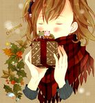  brown_hair christmas closed_eyes gekota gift kanata_(mizubenisumutori) misaka_mikoto solo to_aru_kagaku_no_railgun to_aru_majutsu_no_index 